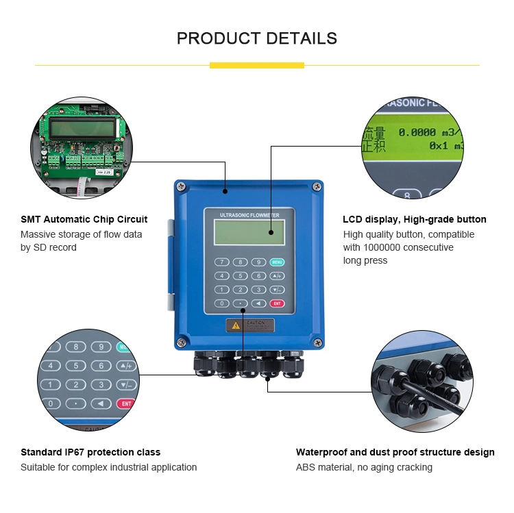 Portable Ultrasonic Transit-Time Liquid Flow Meter Ultrasonic Flowmeter Price